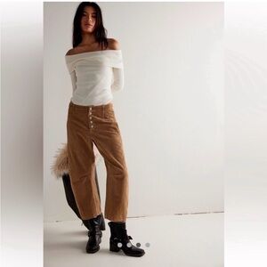 Free People We the Free Osaka Mid Rise Barrel Pants Cropped Jeans Size 28 Boho